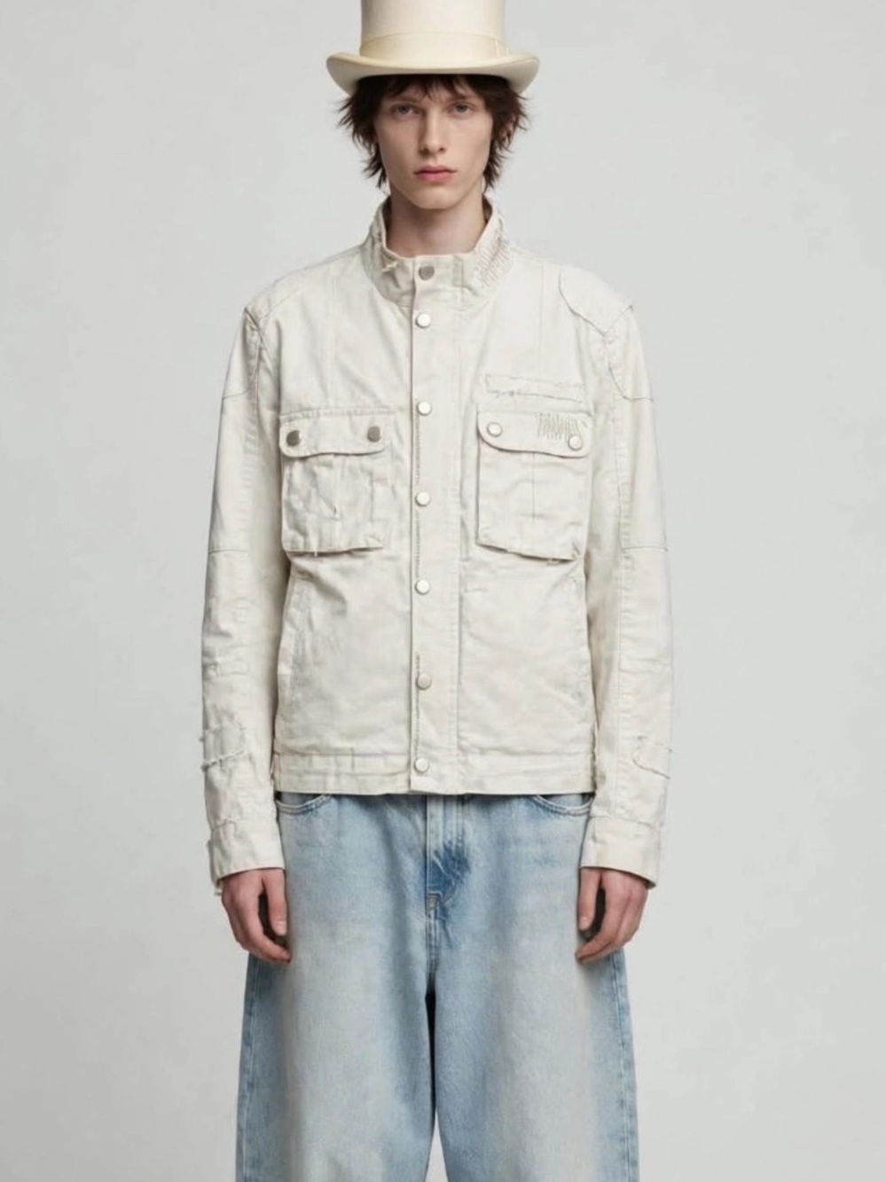Zara man slightly distressed military jacket